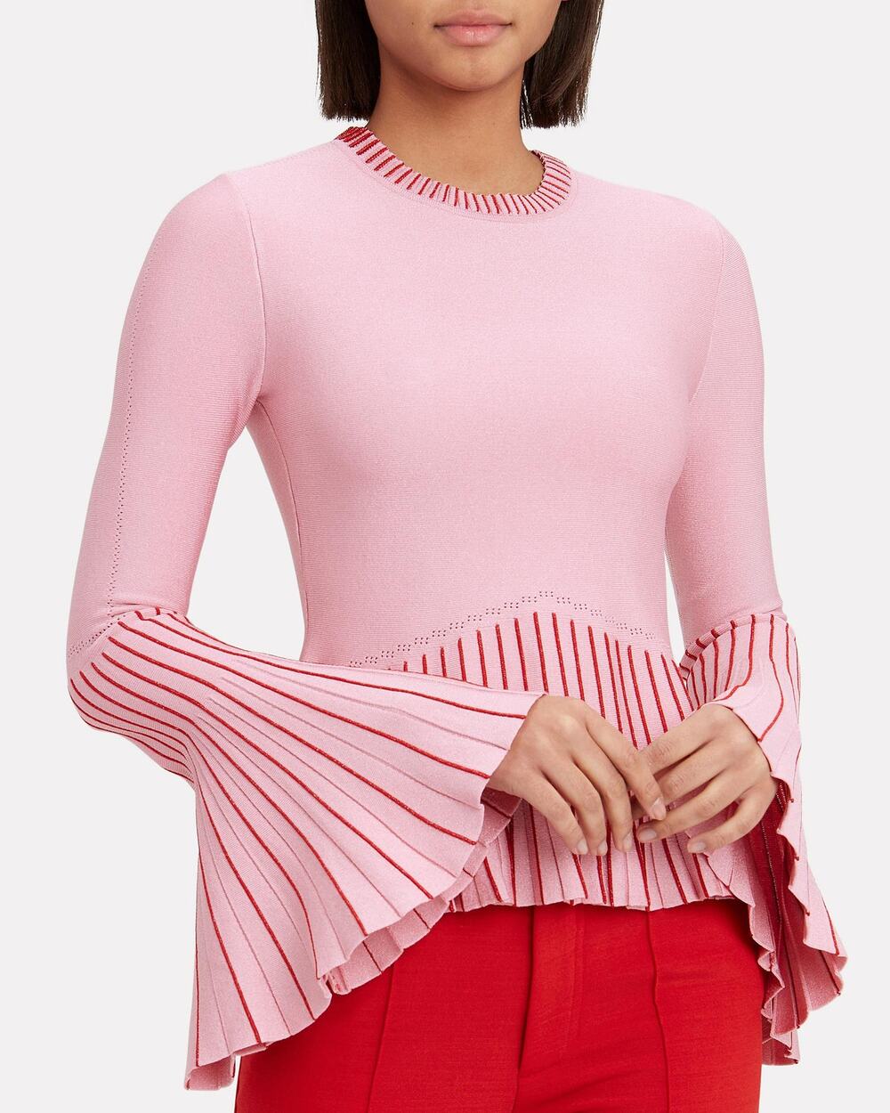 Jonathan Simkhai Pink Bell Sleeves Knit Sweater Women's Size XS